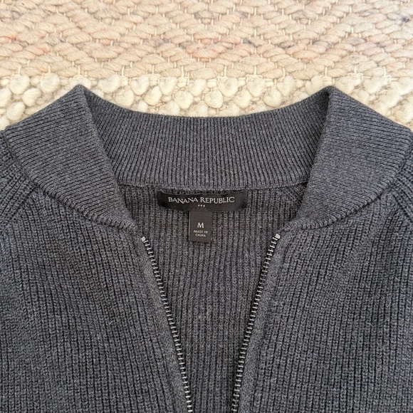 Banana Republic Full Zip Charcoal Grey Knit Cardigan Men’s Medium - Picture 3 of 8